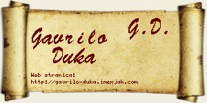 Gavrilo Duka vizit kartica